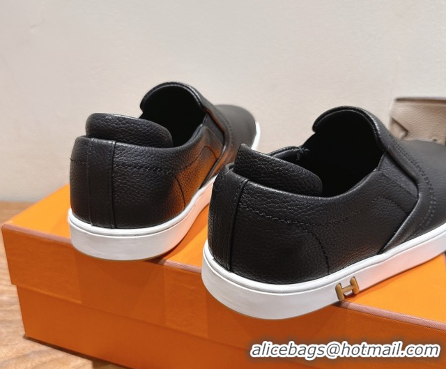 Shop Cheap Hermes Lucky slip-on sneakers in Grained Calfskin with with signature 