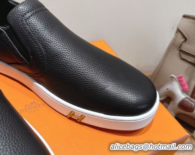 Shop Cheap Hermes Lucky slip-on sneakers in Grained Calfskin with with signature 