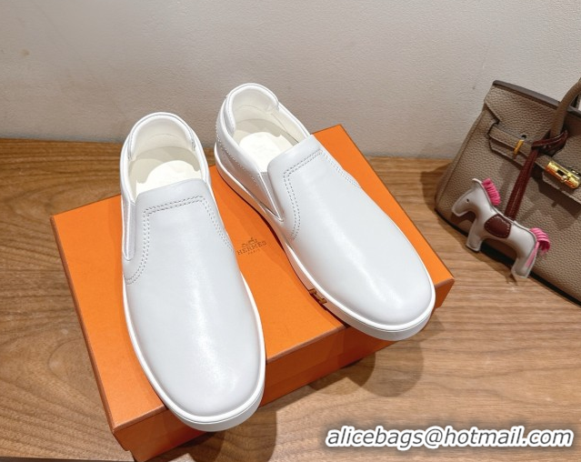 Discount Hermes Lucky slip-on sneakers in Smooth Calfskin with with signature 