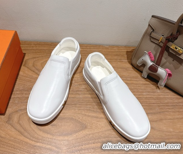 Discount Hermes Lucky slip-on sneakers in Smooth Calfskin with with signature 