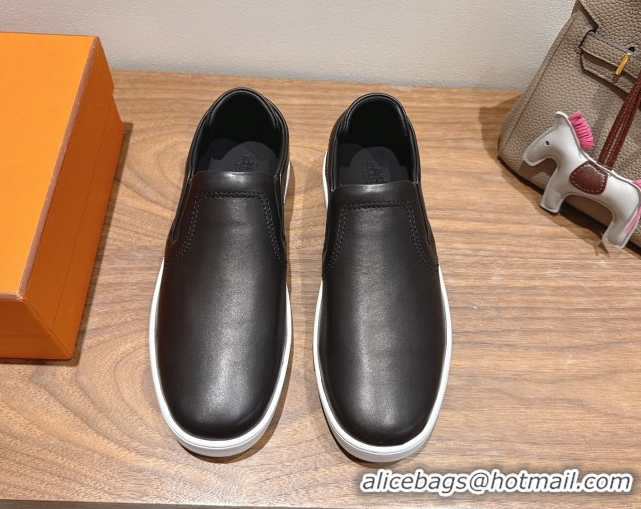 Hot Style Hermes Lucky slip-on sneakers in Smooth Calfskin with with signature 