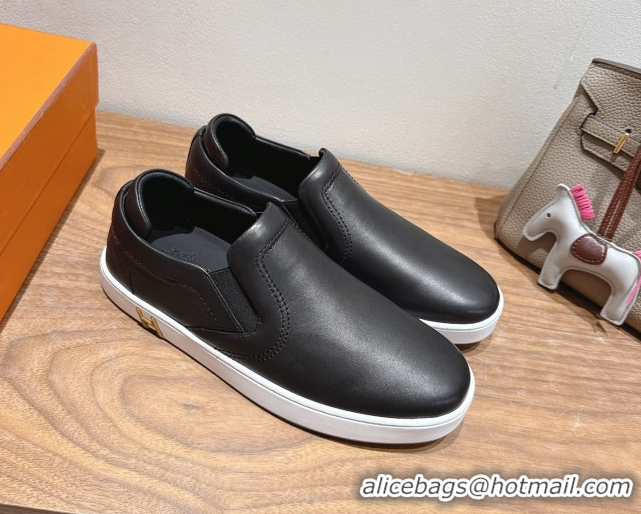 Hot Style Hermes Lucky slip-on sneakers in Smooth Calfskin with with signature 