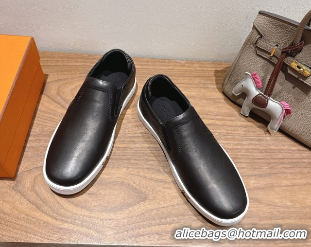 Hot Style Hermes Lucky slip-on sneakers in Smooth Calfskin with with signature 