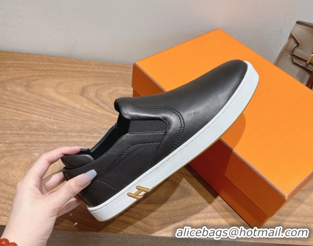 Hot Style Hermes Lucky slip-on sneakers in Smooth Calfskin with with signature 