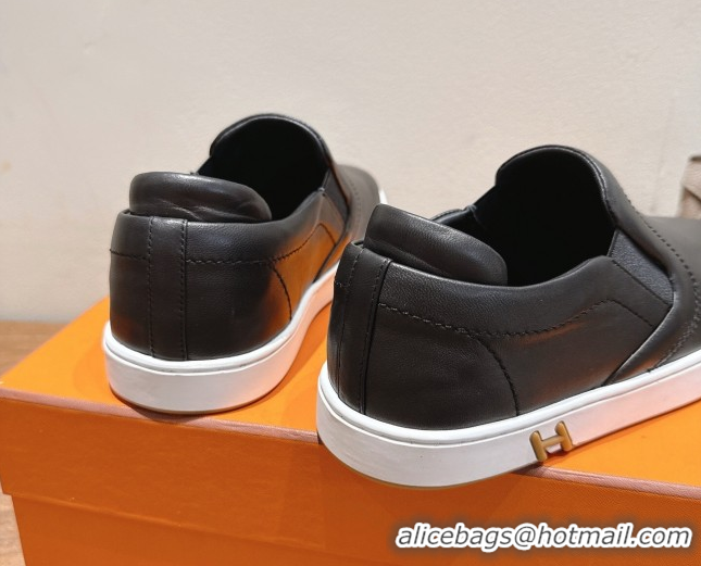 Hot Style Hermes Lucky slip-on sneakers in Smooth Calfskin with with signature 