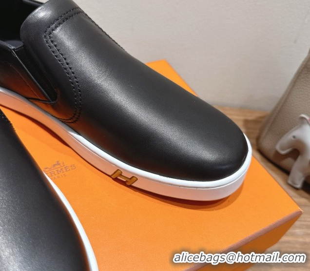 Hot Style Hermes Lucky slip-on sneakers in Smooth Calfskin with with signature 