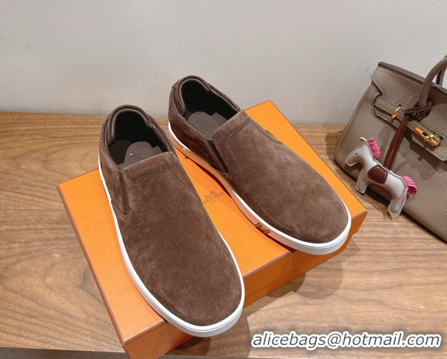 Good Product Hermes Lucky slip-on sneakers in Suede with with signature 