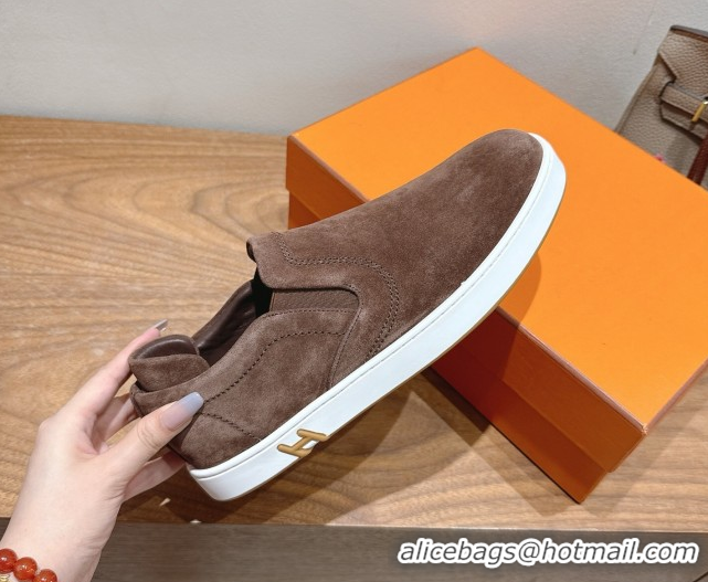 Good Product Hermes Lucky slip-on sneakers in Suede with with signature 