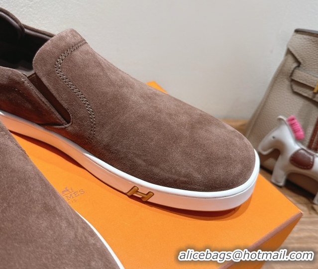 Good Product Hermes Lucky slip-on sneakers in Suede with with signature 