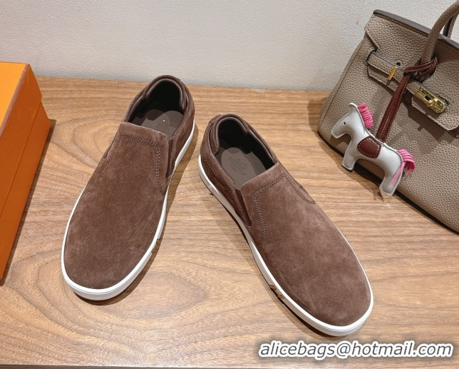 Good Product Hermes Lucky slip-on sneakers in Suede with with signature 