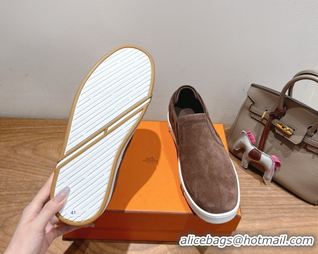 Good Product Hermes Lucky slip-on sneakers in Suede with with signature 