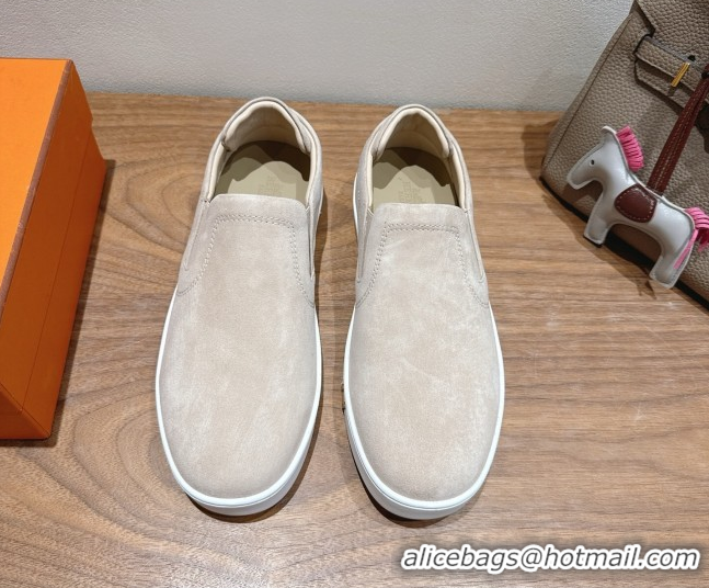 Duplicate Hermes Lucky slip-on sneakers in Suede with with signature 