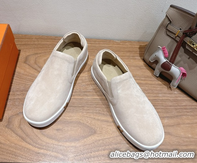 Duplicate Hermes Lucky slip-on sneakers in Suede with with signature 