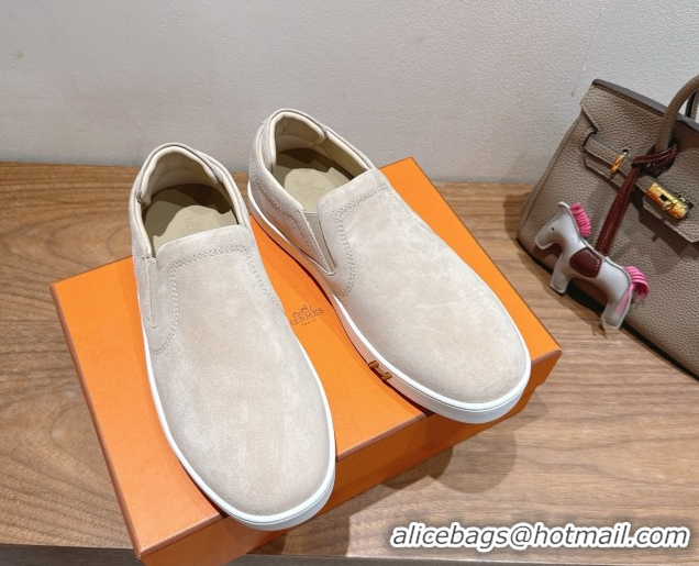 Duplicate Hermes Lucky slip-on sneakers in Suede with with signature 