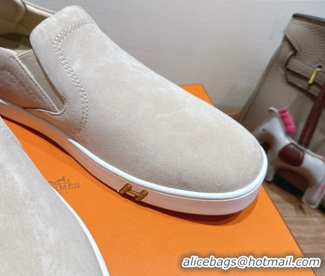 Duplicate Hermes Lucky slip-on sneakers in Suede with with signature 