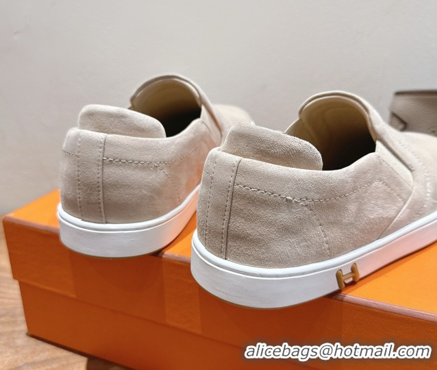 Duplicate Hermes Lucky slip-on sneakers in Suede with with signature 