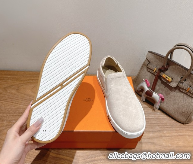 Duplicate Hermes Lucky slip-on sneakers in Suede with with signature 