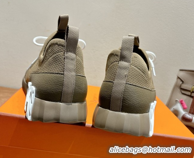 Purchase Hermes Lift slip-on sneakers in in knit and grained calfskin Green 2025 H252003