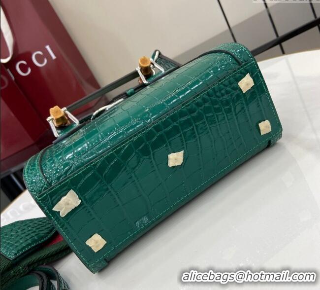 Low Price Gucci Diana Mini Tote Bag in Crocodile Embossed Leather 702732 Green 2024