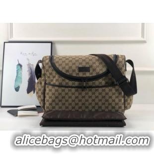 Good Quality Gucci GG Supreme Canvas Diaper Mommy Shoulder bag 123326 Dark Beige 2024