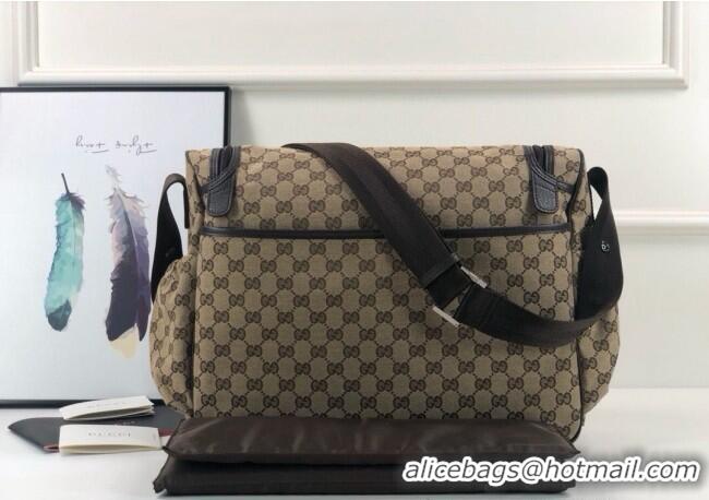 Good Quality Gucci GG Supreme Canvas Diaper Mommy Shoulder bag 123326 Dark Beige 2024
