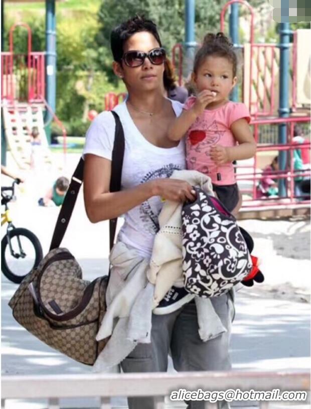 Good Quality Gucci GG Supreme Canvas Diaper Mommy Shoulder bag 123326 Dark Beige 2024