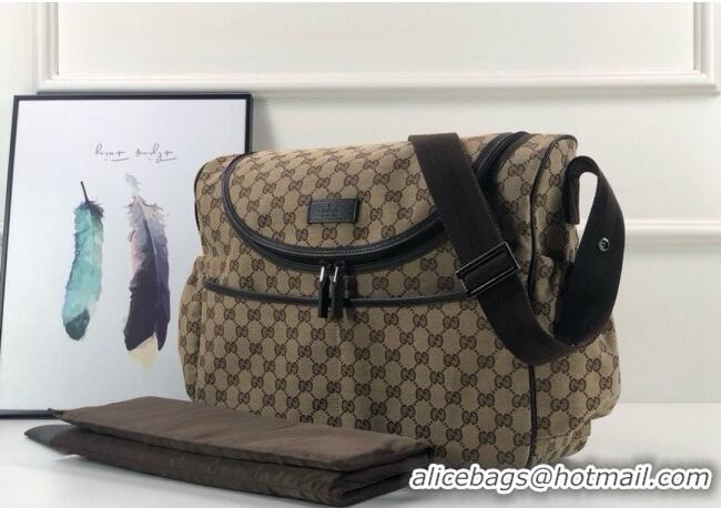 Good Quality Gucci GG Supreme Canvas Diaper Mommy Shoulder bag 123326 Dark Beige 2024