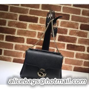 Promotional Gucci Blondie Leather Shoulder Bag with Interlocking G 510302 Black 2024