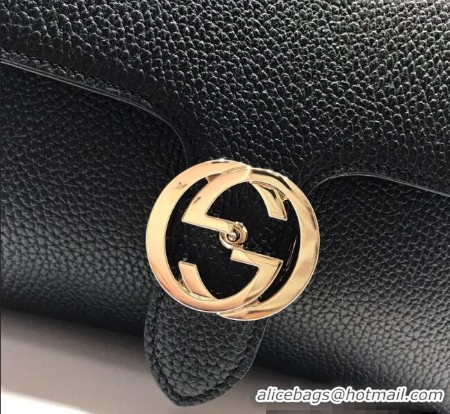 Promotional Gucci Blondie Leather Shoulder Bag with Interlocking G 510302 Black 2024