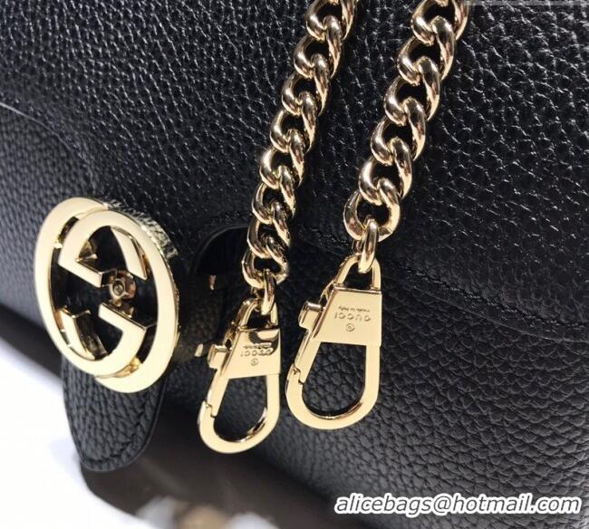 Promotional Gucci Blondie Leather Shoulder Bag with Interlocking G 510302 Black 2024