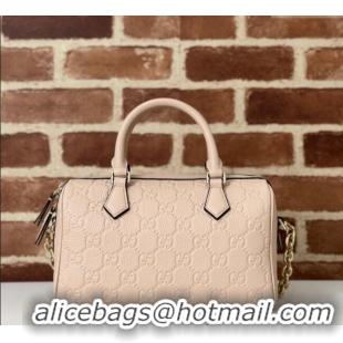 Cheapest Gucci GG Leather Emblem Small Top Handle bag 815255 Light Pink 2024