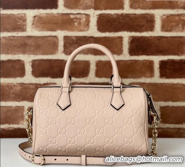 Cheapest Gucci GG Leather Emblem Small Top Handle bag 815255 Light Pink 2024
