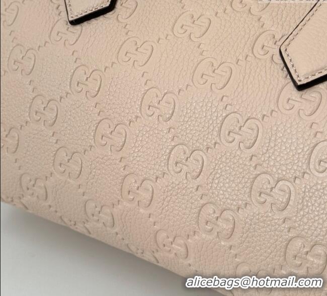 Cheapest Gucci GG Leather Emblem Small Top Handle bag 815255 Light Pink 2024