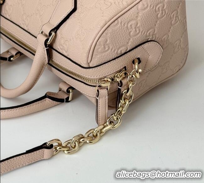 Cheapest Gucci GG Leather Emblem Small Top Handle bag 815255 Light Pink 2024
