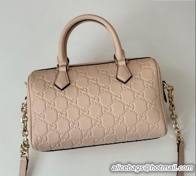 Cheapest Gucci GG Leather Emblem Small Top Handle bag 815255 Light Pink 2024