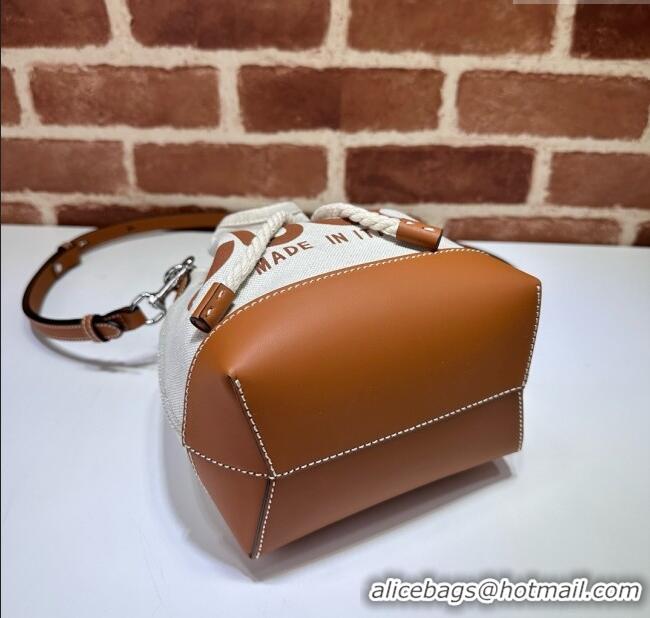 Well Crafted Gucci Canvas Mini Bucket bag with GUCCI Print 777166 Beige/Brown 2024