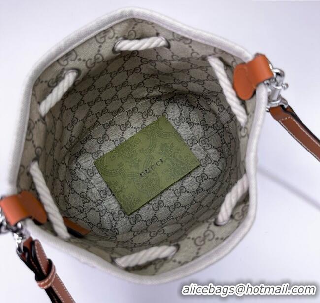 Well Crafted Gucci Canvas Mini Bucket bag with GUCCI Print 777166 Beige/Brown 2024