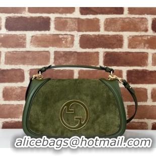 Famous Brand Gucci Blondie Suede Medium Top Handle Bag 815719 Green 2024