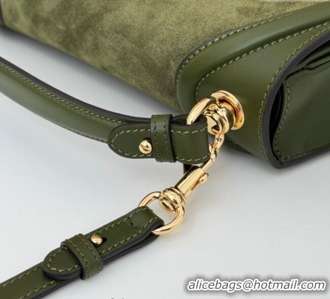 Famous Brand Gucci Blondie Suede Medium Top Handle Bag 815719 Green 2024