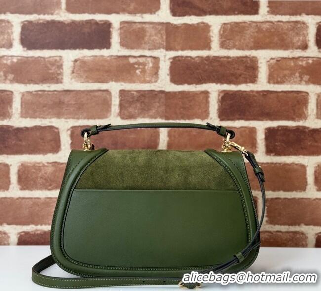Famous Brand Gucci Blondie Suede Medium Top Handle Bag 815719 Green 2024