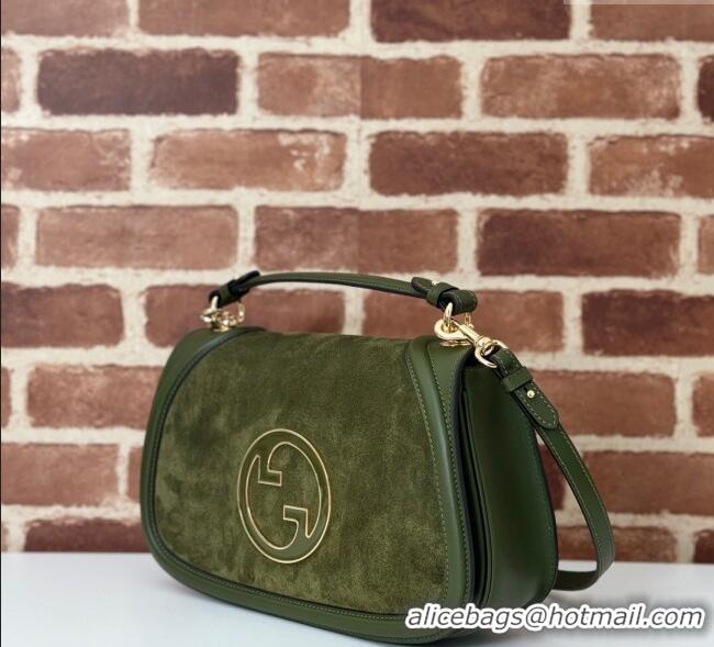 Famous Brand Gucci Blondie Suede Medium Top Handle Bag 815719 Green 2024