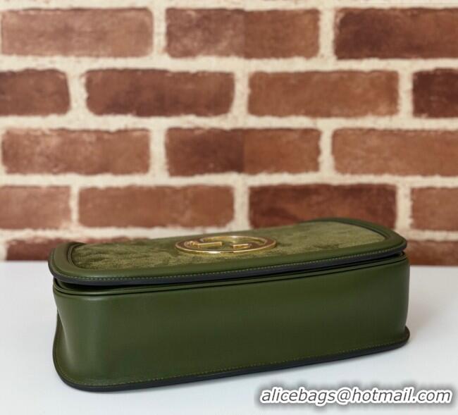 Famous Brand Gucci Blondie Suede Medium Top Handle Bag 815719 Green 2024