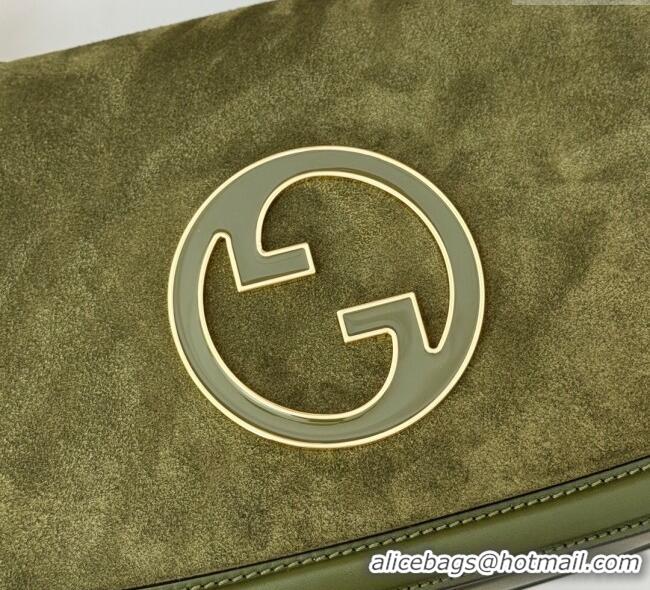 Famous Brand Gucci Blondie Suede Medium Top Handle Bag 815719 Green 2024