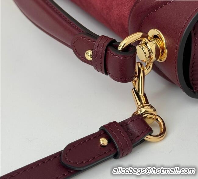 New Design Gucci Blondie Suede Medium Top Handle Bag 815719 Burgundy 2024
