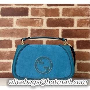 Buy Discount Gucci Blondie Suede Medium Top Handle Bag 815719 Light Blue 2024