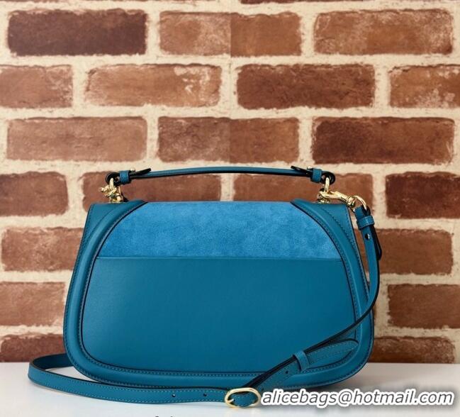 Buy Discount Gucci Blondie Suede Medium Top Handle Bag 815719 Light Blue 2024