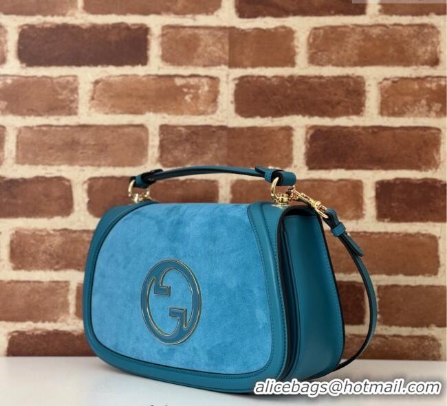 Buy Discount Gucci Blondie Suede Medium Top Handle Bag 815719 Light Blue 2024