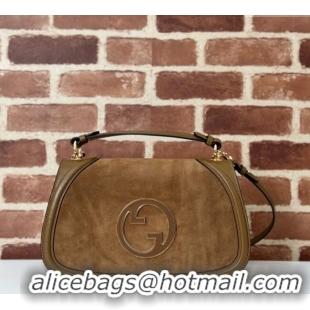 Big Discount Gucci Blondie Suede Medium Top Handle Bag 815719 Light Brown 2024