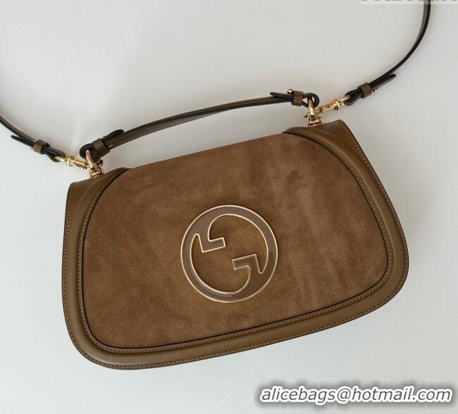 Big Discount Gucci Blondie Suede Medium Top Handle Bag 815719 Light Brown 2024