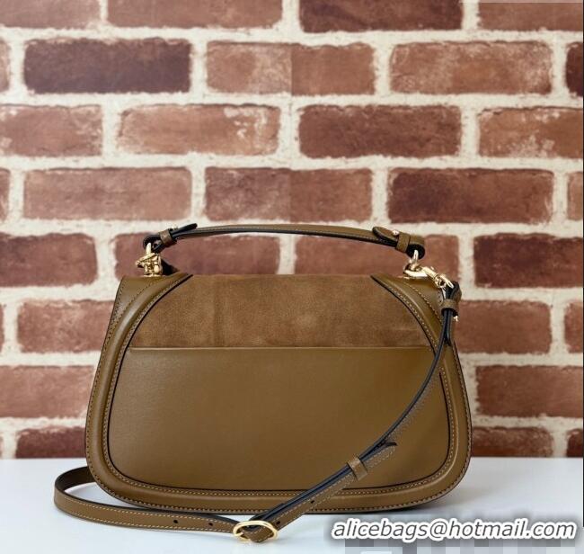 Big Discount Gucci Blondie Suede Medium Top Handle Bag 815719 Light Brown 2024